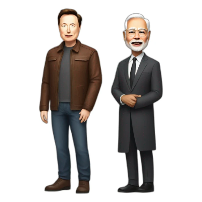 Modi an Elon musk  sticker