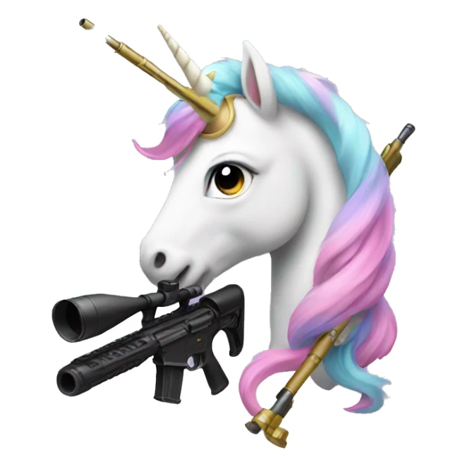 cute unicorn with a sniper sticker