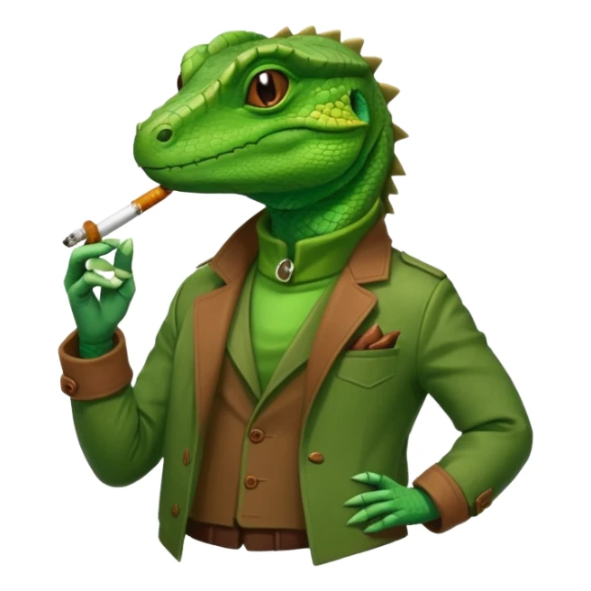 Lizard in a jacket smoking a joint sticker
