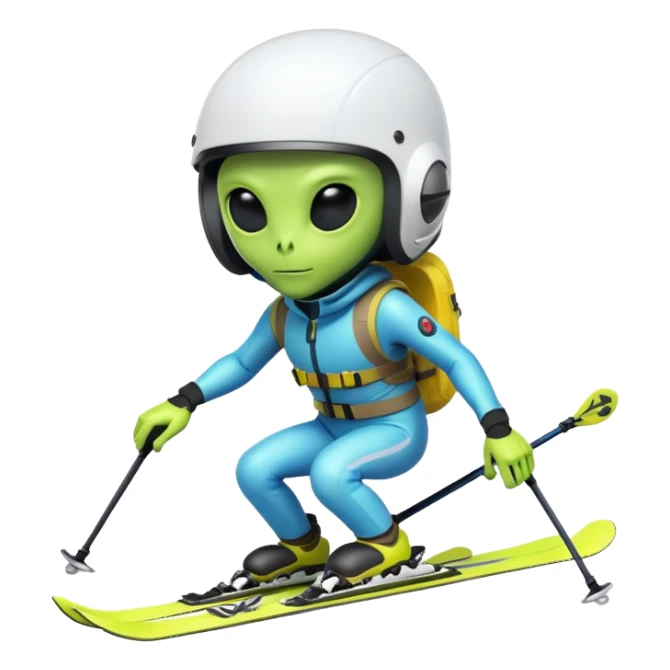 Skiing alien sticker