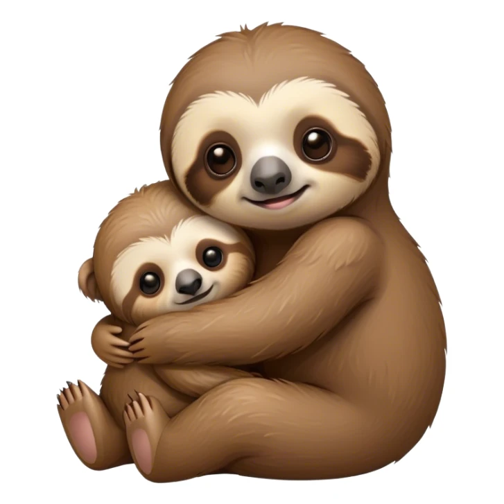 Baby sloth hugging a teddy bear sticker