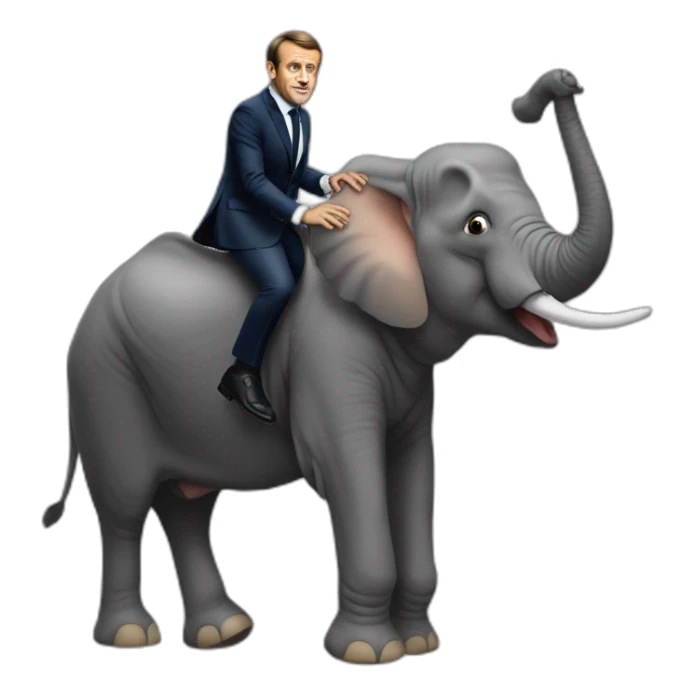 Emmanuel Macron sur un éléphant sticker