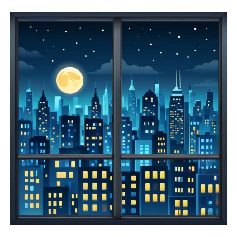 Window with night city view sticker