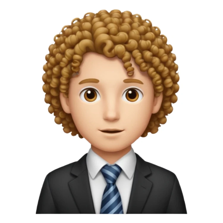 curly hair with tie sticker