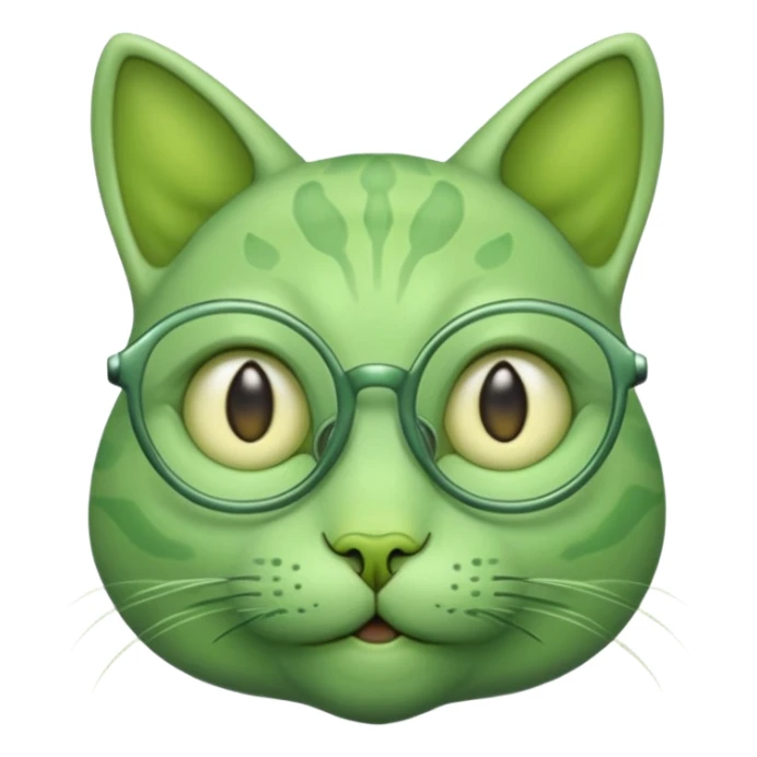 green alien cat with no fur, and spectacles sticker
