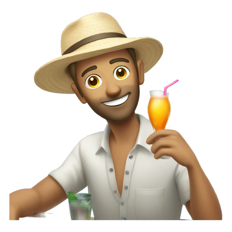 Water vacation white guy with cocktail sticker