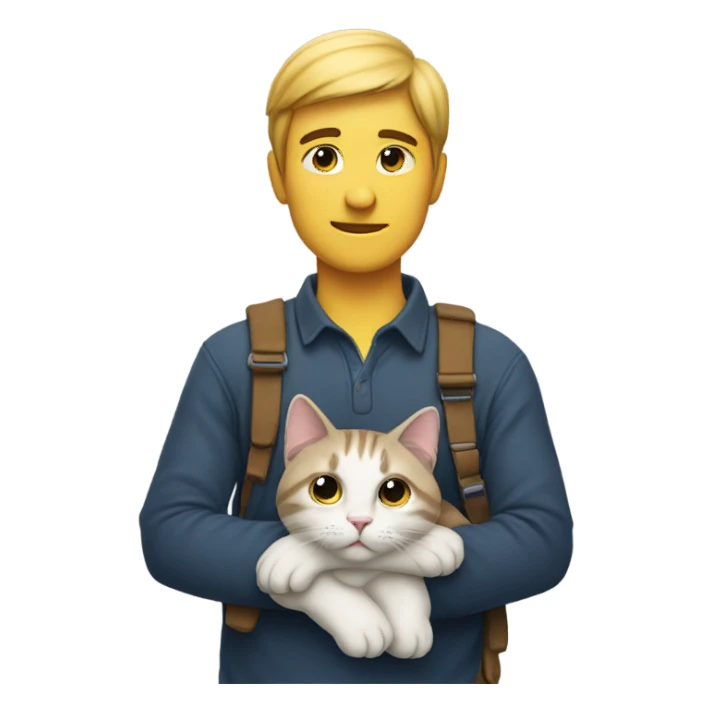 person with a cat on their shoulder sticker