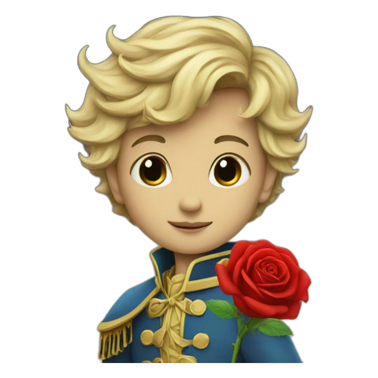 Little prince with red rose on the moon sticker