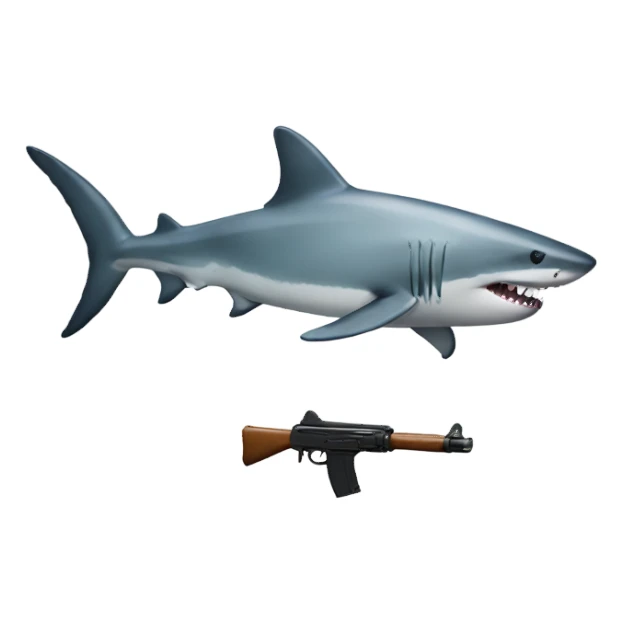 Shark with gun sticker