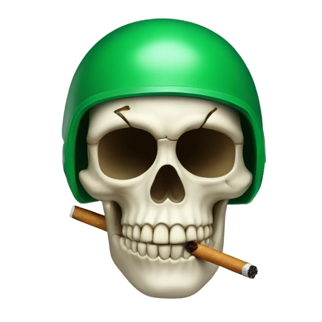 Skull with cigarrette and green helmet sticker