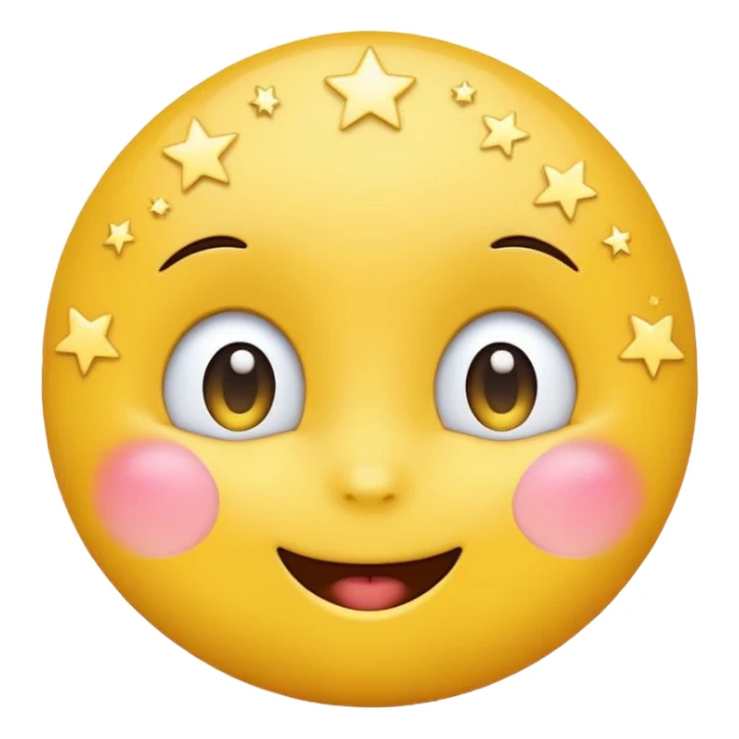yellow emoji with starry eyes blushing sticker