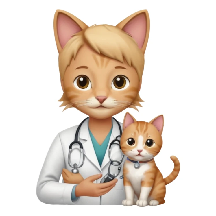 veterinarian examining a cat sticker
