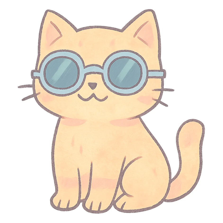 pastel toon style cat wearing sunglasses sticker