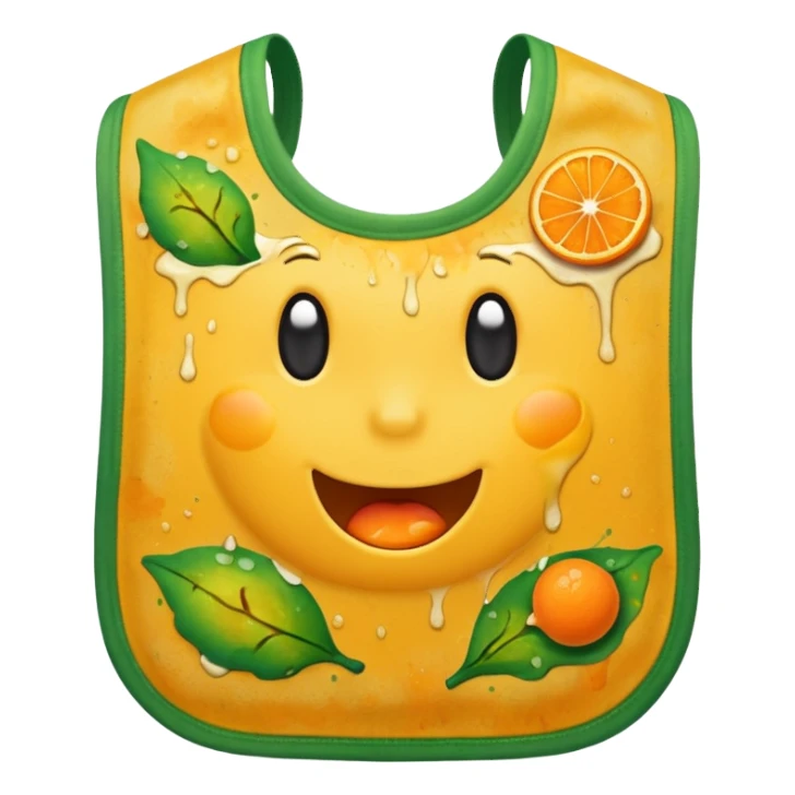 Yellow bib with food stains sticker