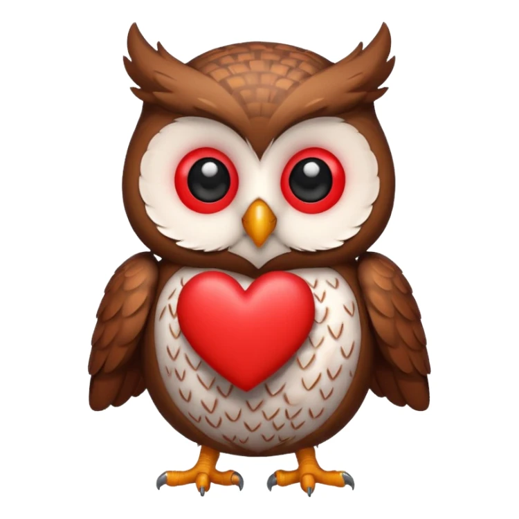 Owl holding red hearts sticker