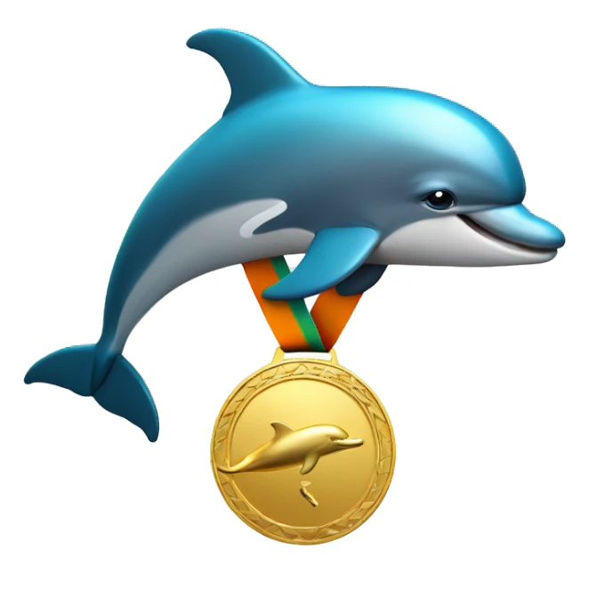 Gold medal with Dolphin sticker