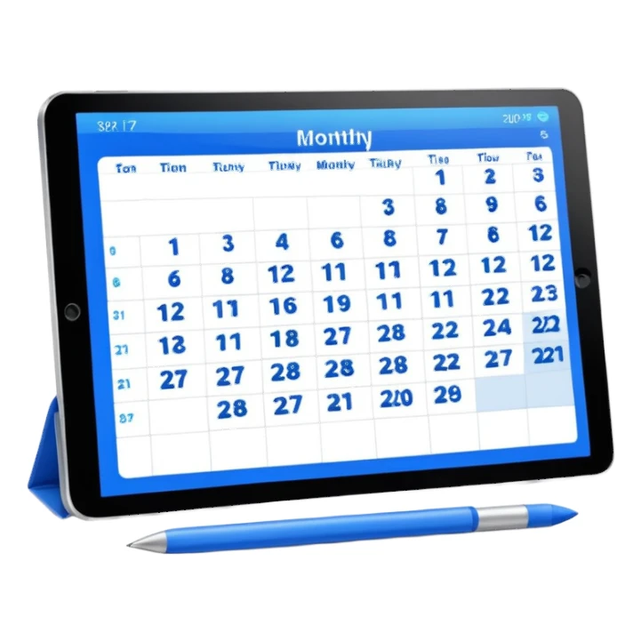 Digital calendar on tablet screen sticker