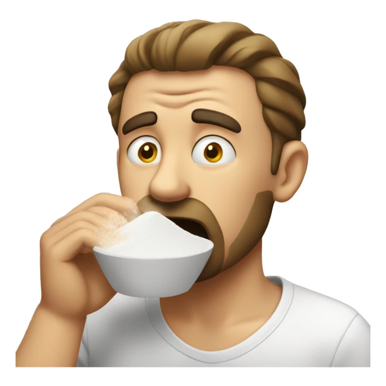 guy smelling flour sticker