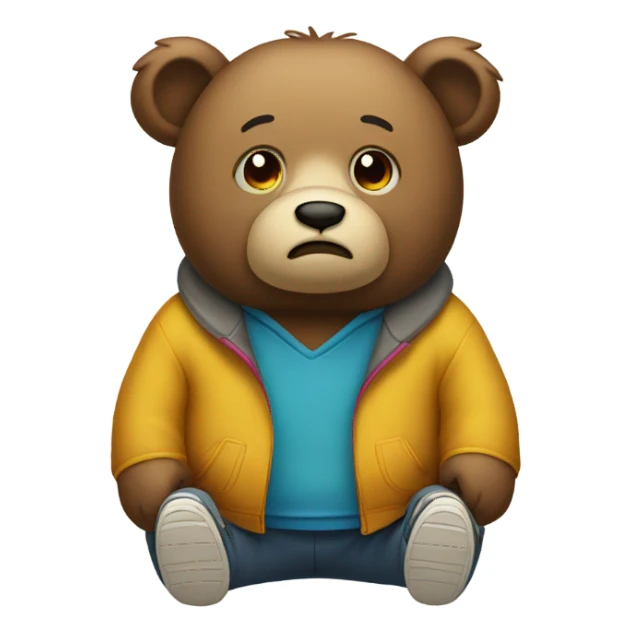 Sad bear wearing shoes sticker