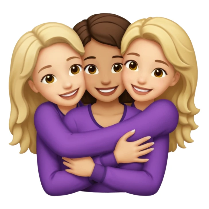 Three light skin girls hugging sticker