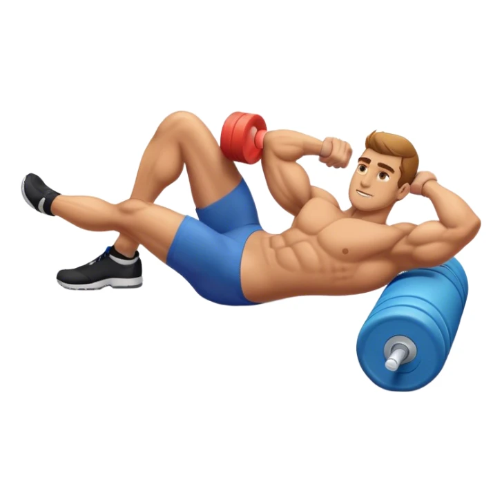buff guy lying lats down on foam-roller sticker