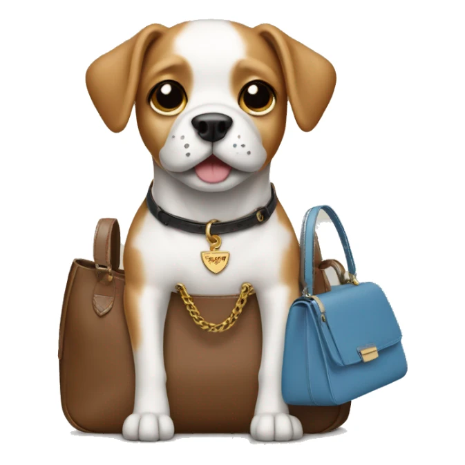 dog holding a prada bag sticker