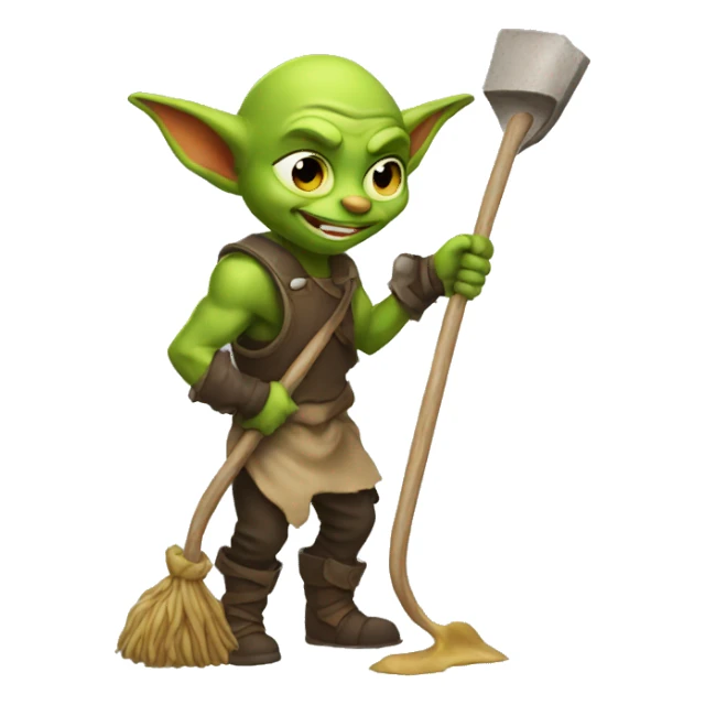 Goblin cleaning cat poop sticker