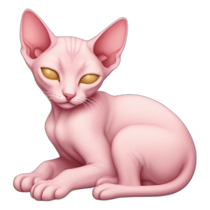 pink sphinx cat sleeping full body sticker
