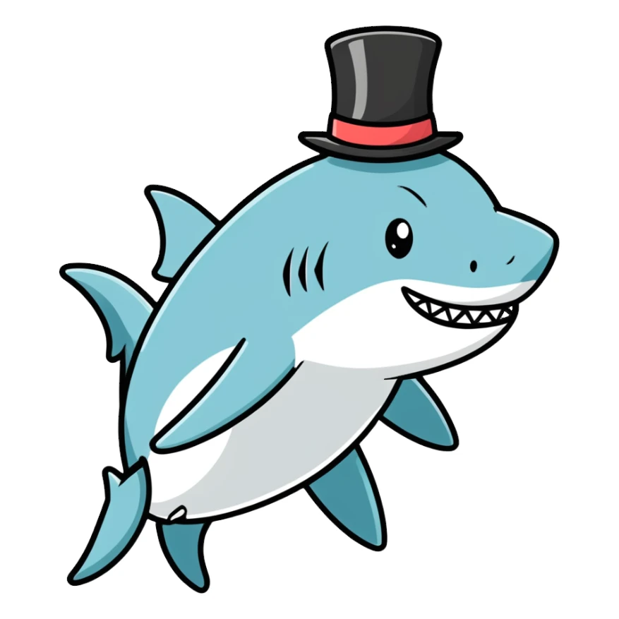 Shark with a top hat sticker