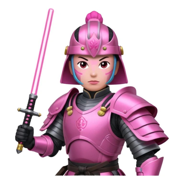 samurai with laser sword, pink sticker