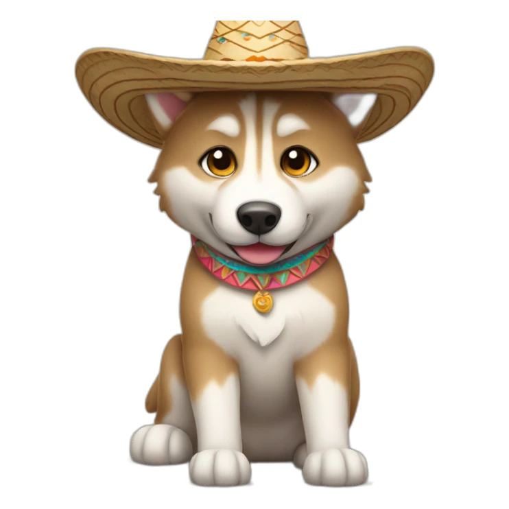 Light brown husky with sombrero sticker