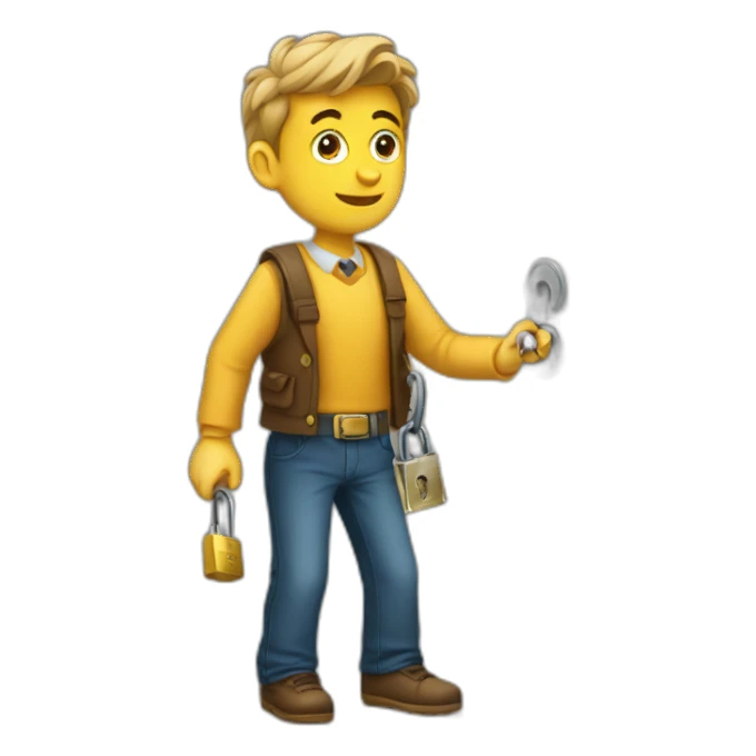 cClassy young man struggling to get a key into a lock sticker