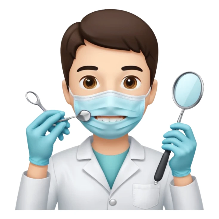 Dentist with patient teeth checkup  sticker