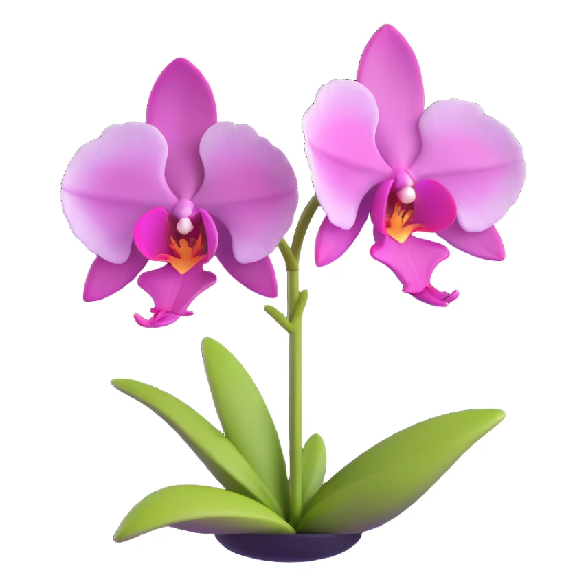 minimal 3D gothic orchid with pink highlight, simple and elegant sticker