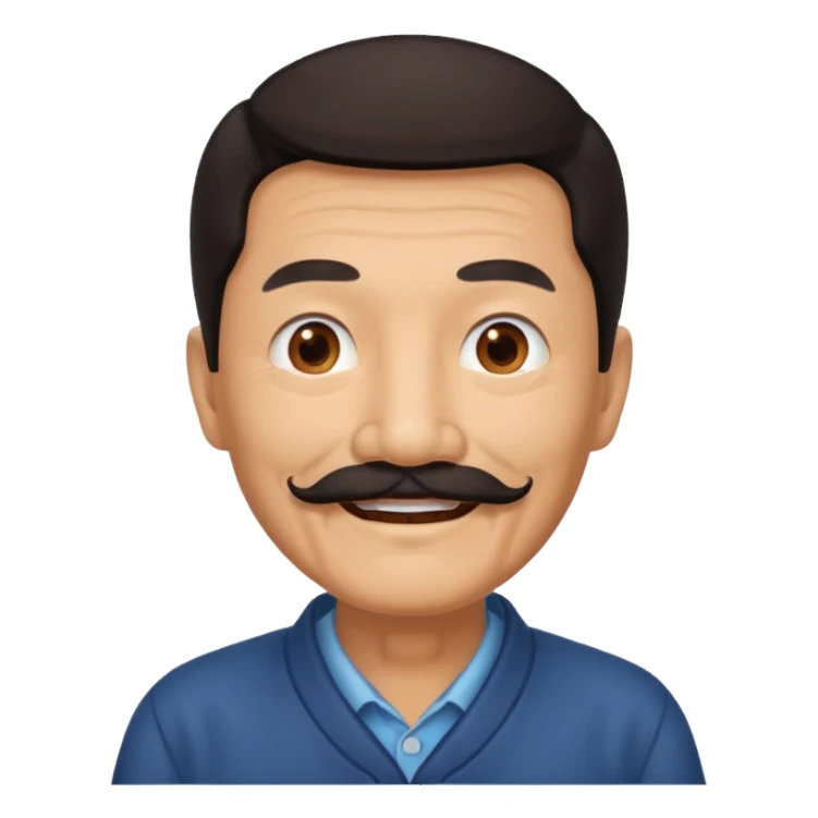 Old Chinese man with dark hair and full mustache sticker