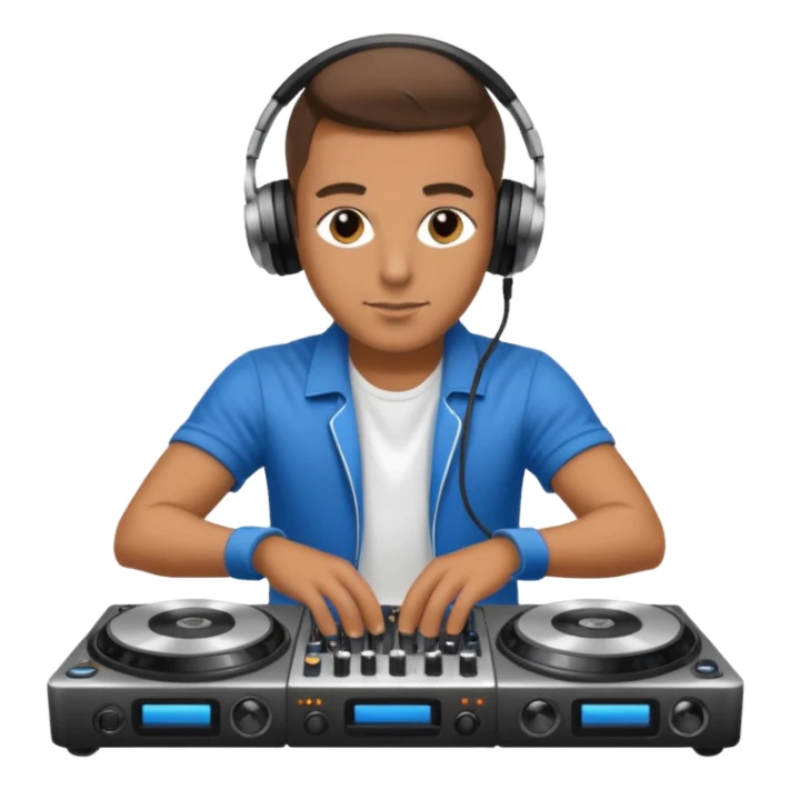 dj with setup handingg sticker