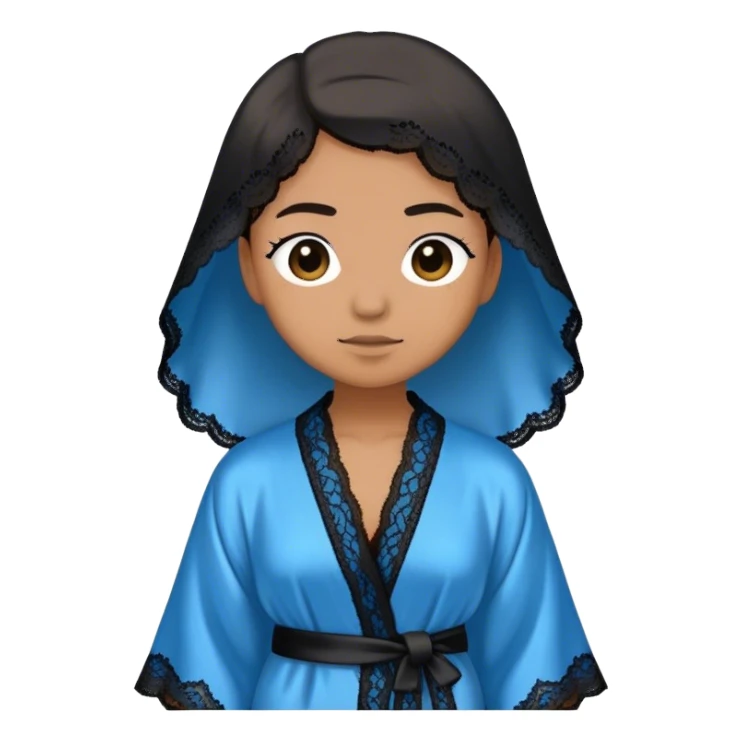 Blue silk black lace robe sticker