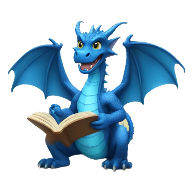 Blue dragon reading the book sticker