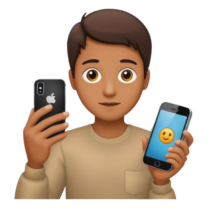 person with iphone searching sticker