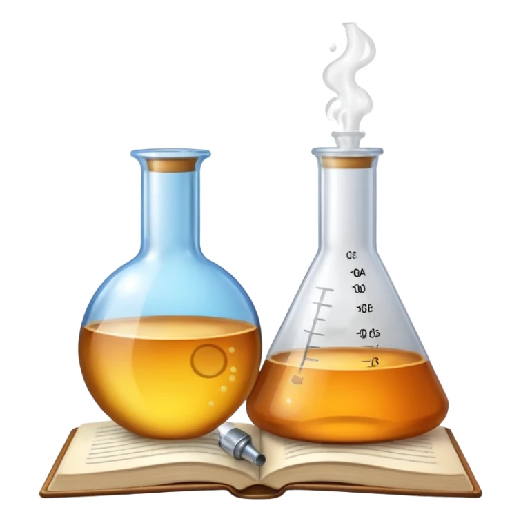 open textbook with a flask above it sticker