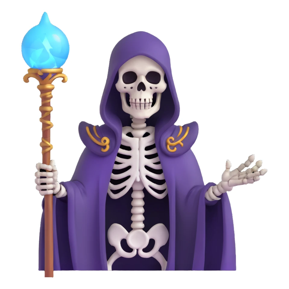 undead skeleton overlord with magical staff sticker