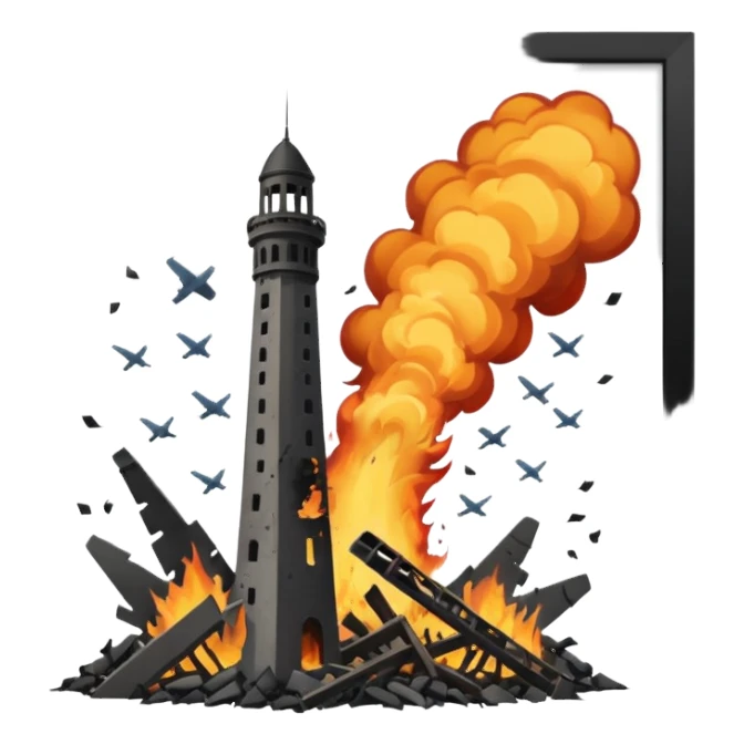 Kuleye çarpan uçak sticker