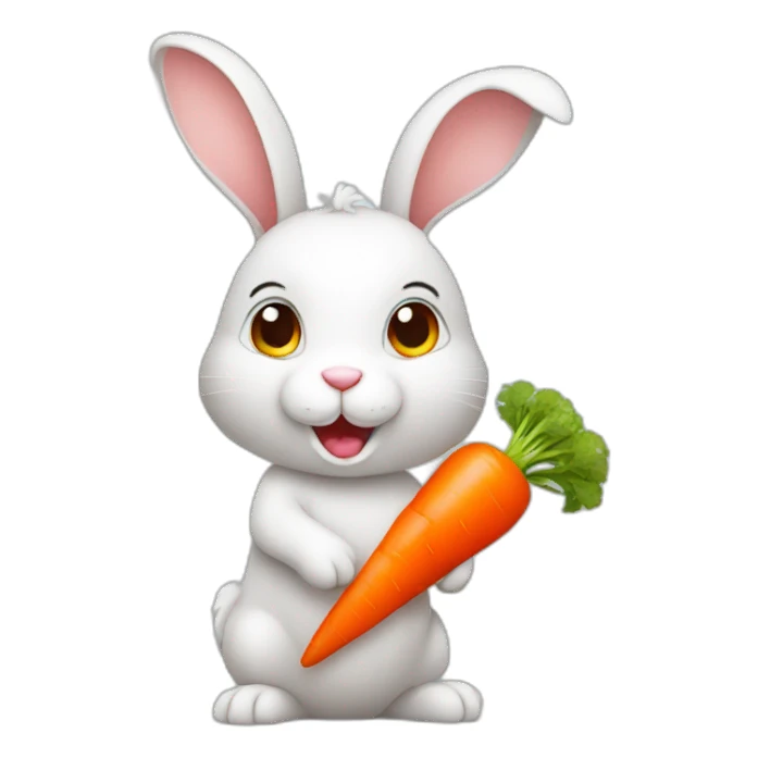 rabbit holding a carrot sticker