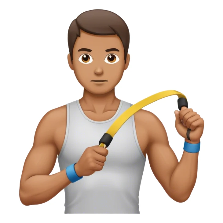 man using resistance band sticker