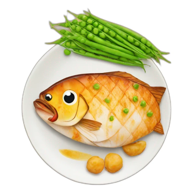 grilled fish with green peas sticker