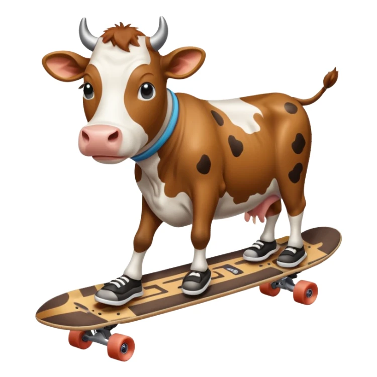 Cow with skateboard sticker