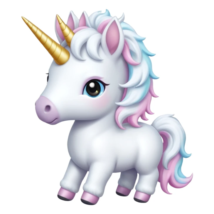 baby white unicorn, chibi full body sticker