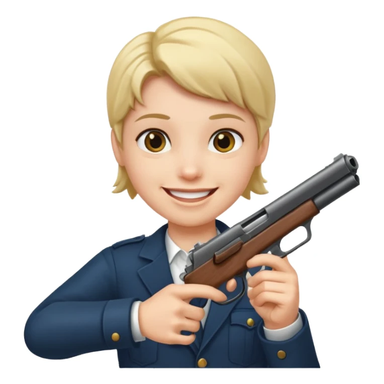 Make someone smiling and pointing a gun at you sticker