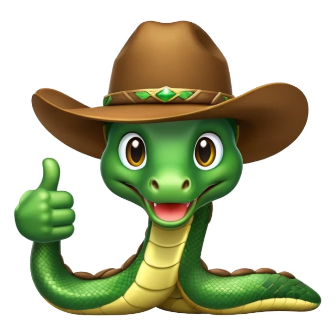 a snake with a cowboy hat showing 👍🏻 sticker