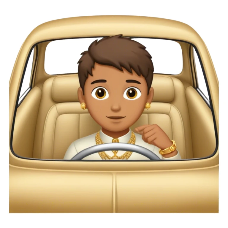 boy in car with jewelry sticker